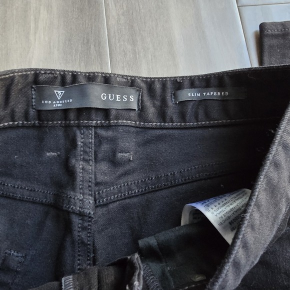 Guess Mens Slim Tapered Jeans Black Denim Size 29x30 Stretch Pants - Picture 7 of 8